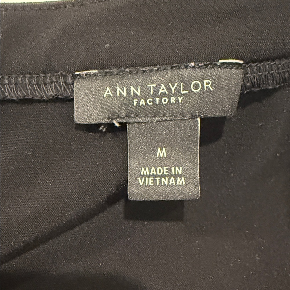 Ann Taylor Factory Black Long Sleeve Dress with White Trim - Picture 4 of 6
